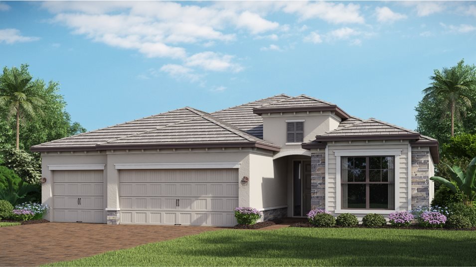 Lennar home exteriors at Valencia Golf & Country Club, Naples FL, shown for floor plan comparison
